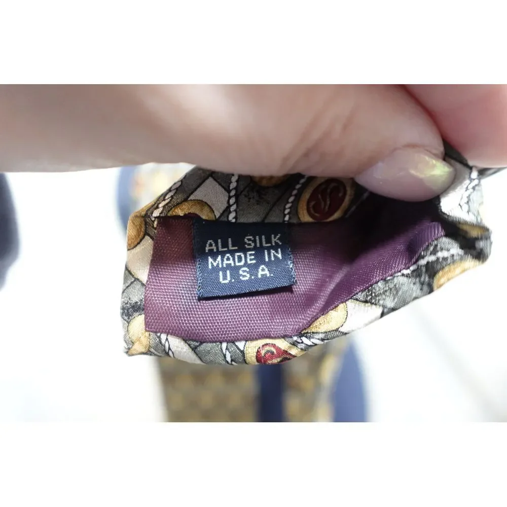 Vintage Shore &‎ Singer Neck tie 100% silk Retro Made In USA Geometric